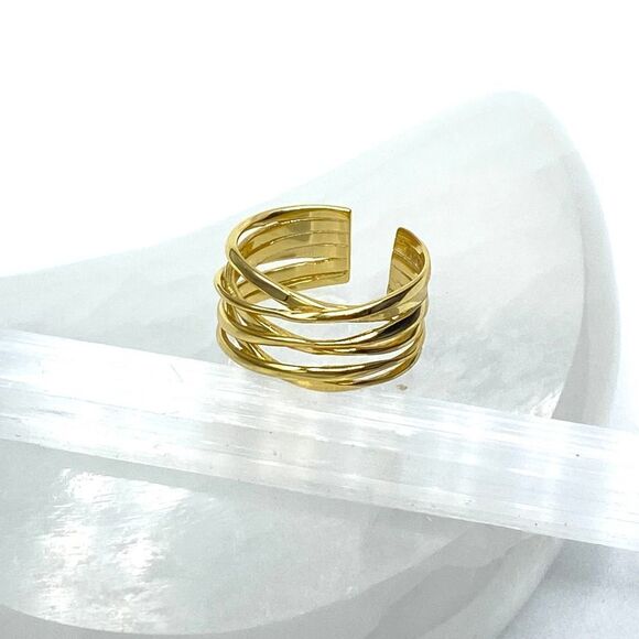 Geometric Stacking 925 Sterling Silver Ring Adjustable Size 7-13 - Picture 2 of 4